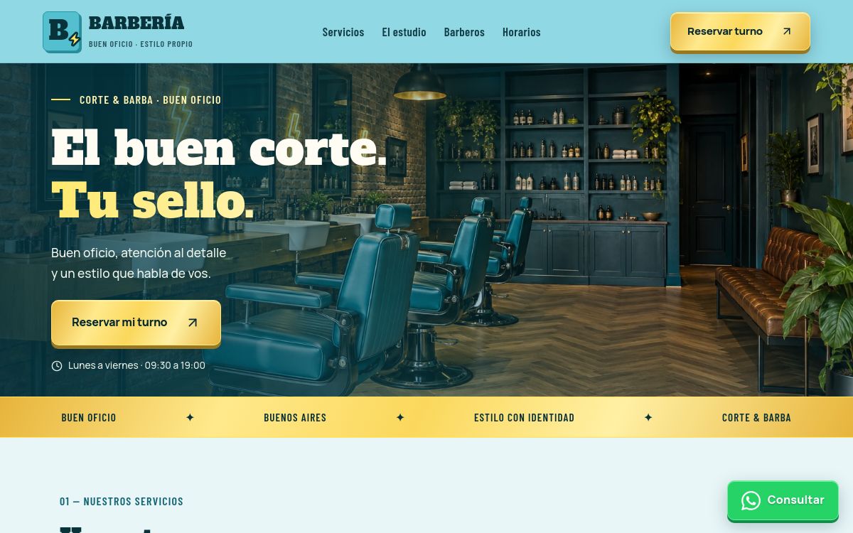 Vista previa de Peluquería y barbería en Turquesa
